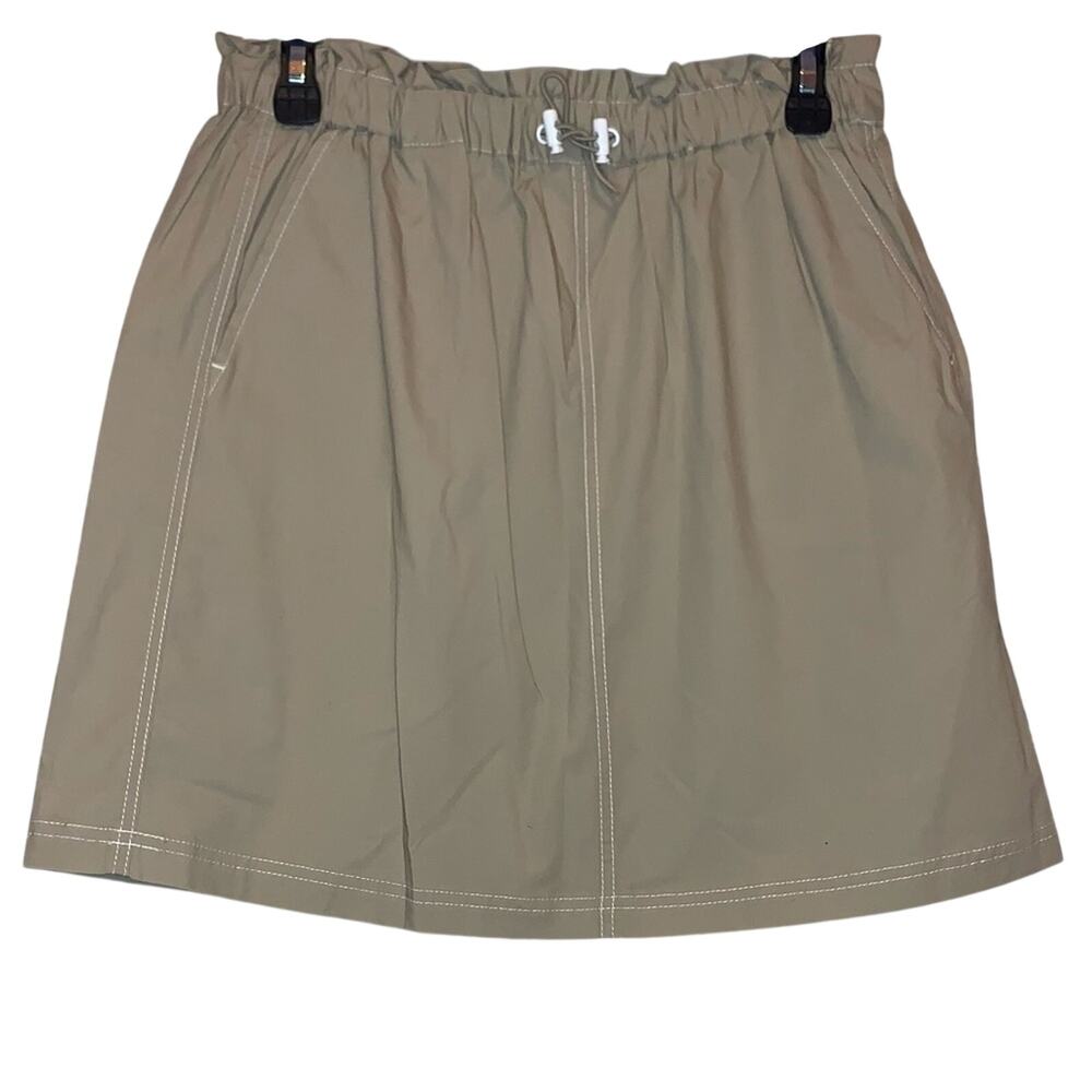 NWT A New Day Khaki Mini Skirt Medium Drawstring Elastic Waist Casual